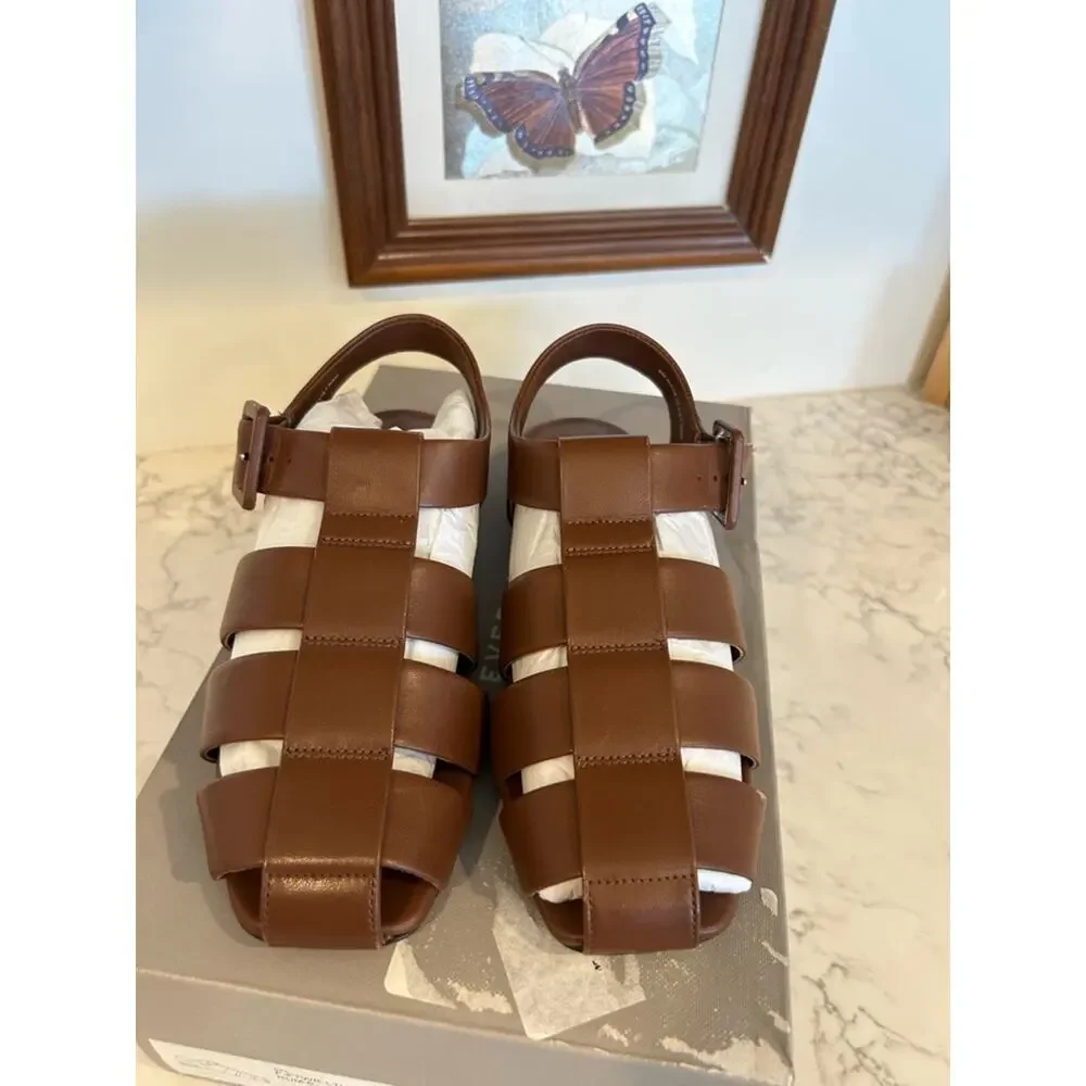 Everlane The Day Fisherman‎ Sandal Rum Brown Leather Strappy Shoe Size 6